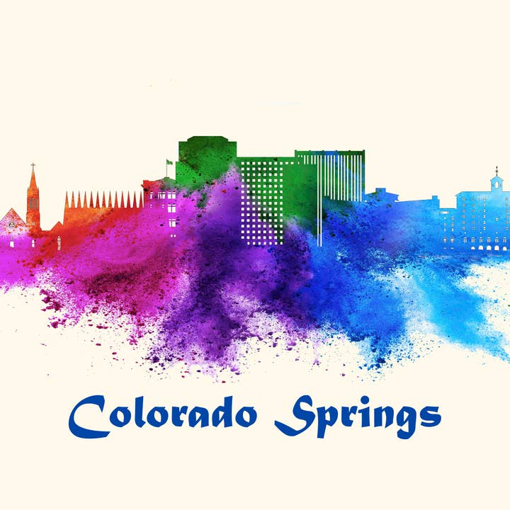 City Of Colorado Springs Skyline Cityscape Watercolor Art for wholesale by BMS BIZ
