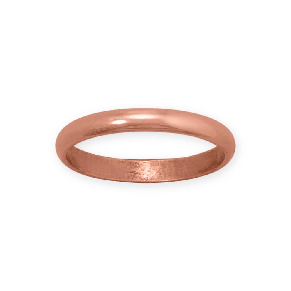 Silver Stars Collection - Wholesale Band/Stacked Ring - 3mm Domed Solid Copper Ring