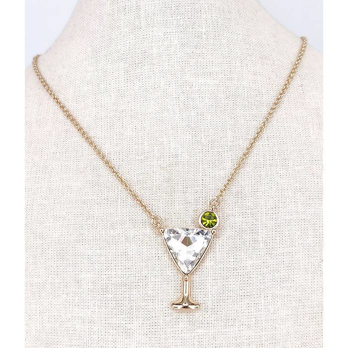 Jewelry Max - Wholesale Dangle Earrings - ( M061 ) COCKTAIL GLASS PENDANT NECKLACE - MARTINI