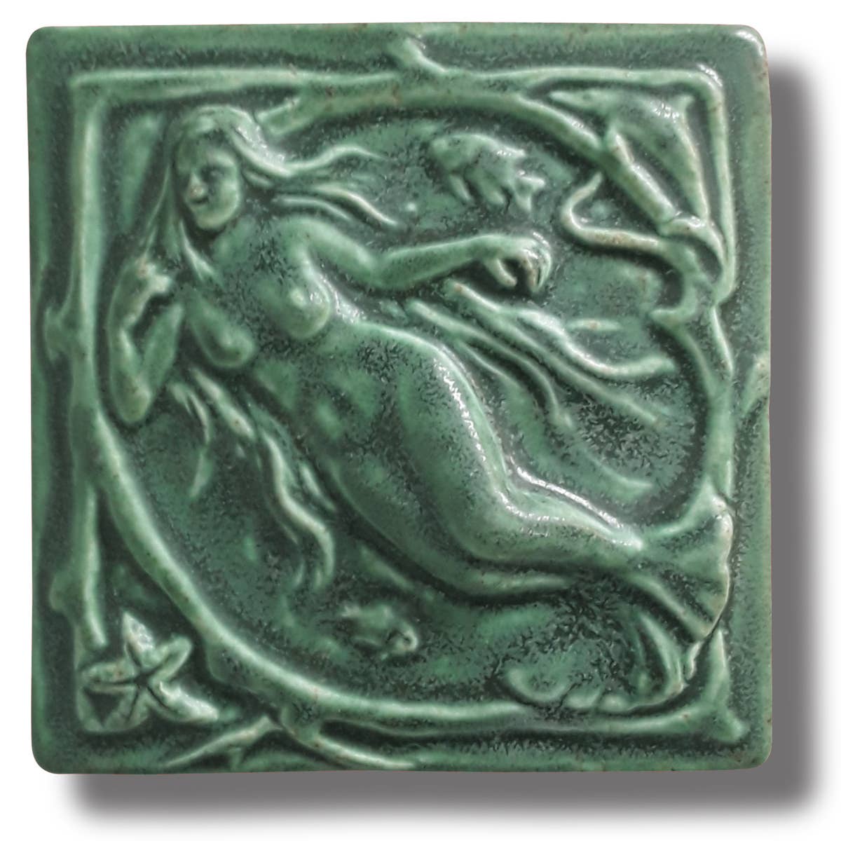 Whistling Frog Tile Inc. - Wholesale Wall Tile - Sculpted 4x4" Porcelain Mermaid Art Tile - Coastal Decor7