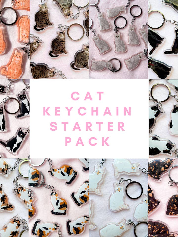 Cat Keychain Starter Pack for wholesale by Our Cheery Corner