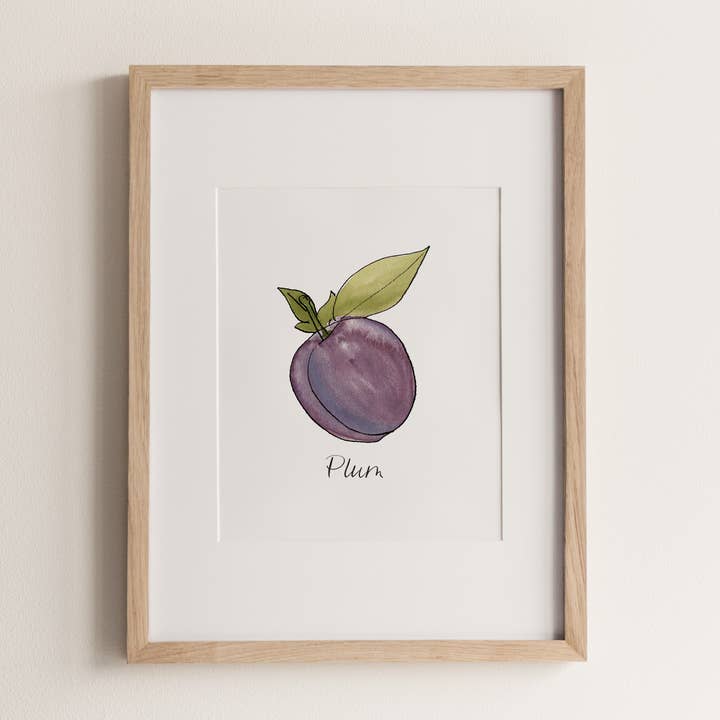 Plum | Plum Fruit Simple Minimalist Wall Decor Art Print for wholesale by everglow handmade