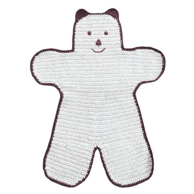 tapis ours/tapis - crème - coton crocheté à la main pour la vente par Luna-Leena - handmade in Nepal