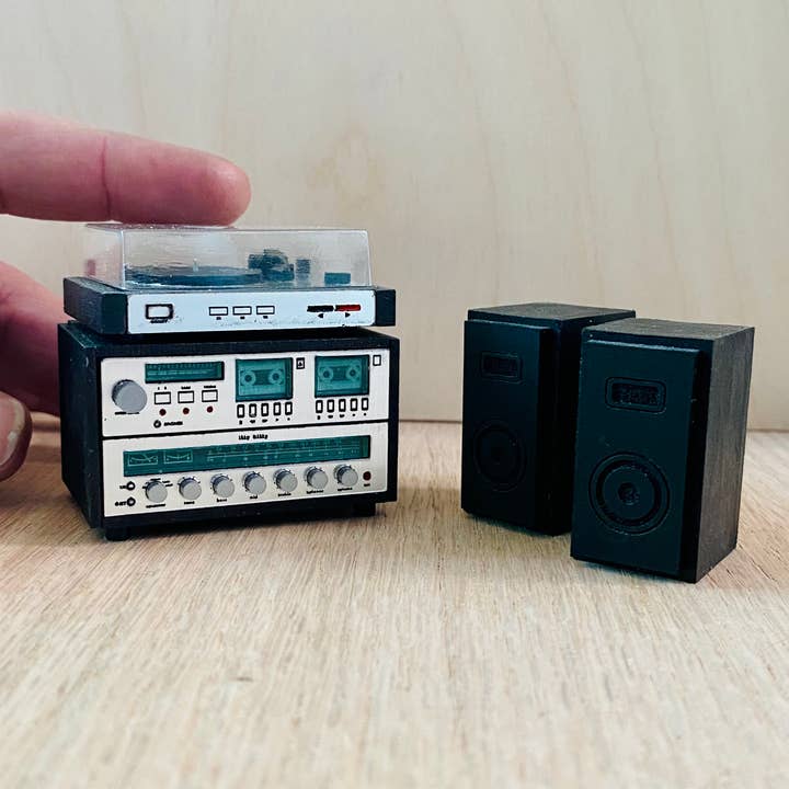 Itty Bitty Mini Mart - Wholesale Decorative Tabletop Object - Miniature Stereo Stack Set 1:12 Scale