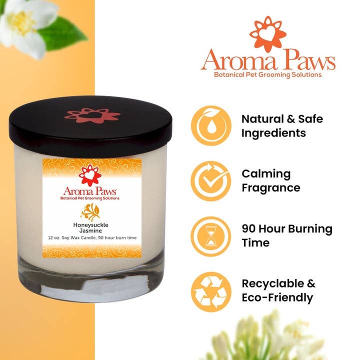 12 Oz Candle Honeysuckle Jasmine for wholesale by Aroma Paws