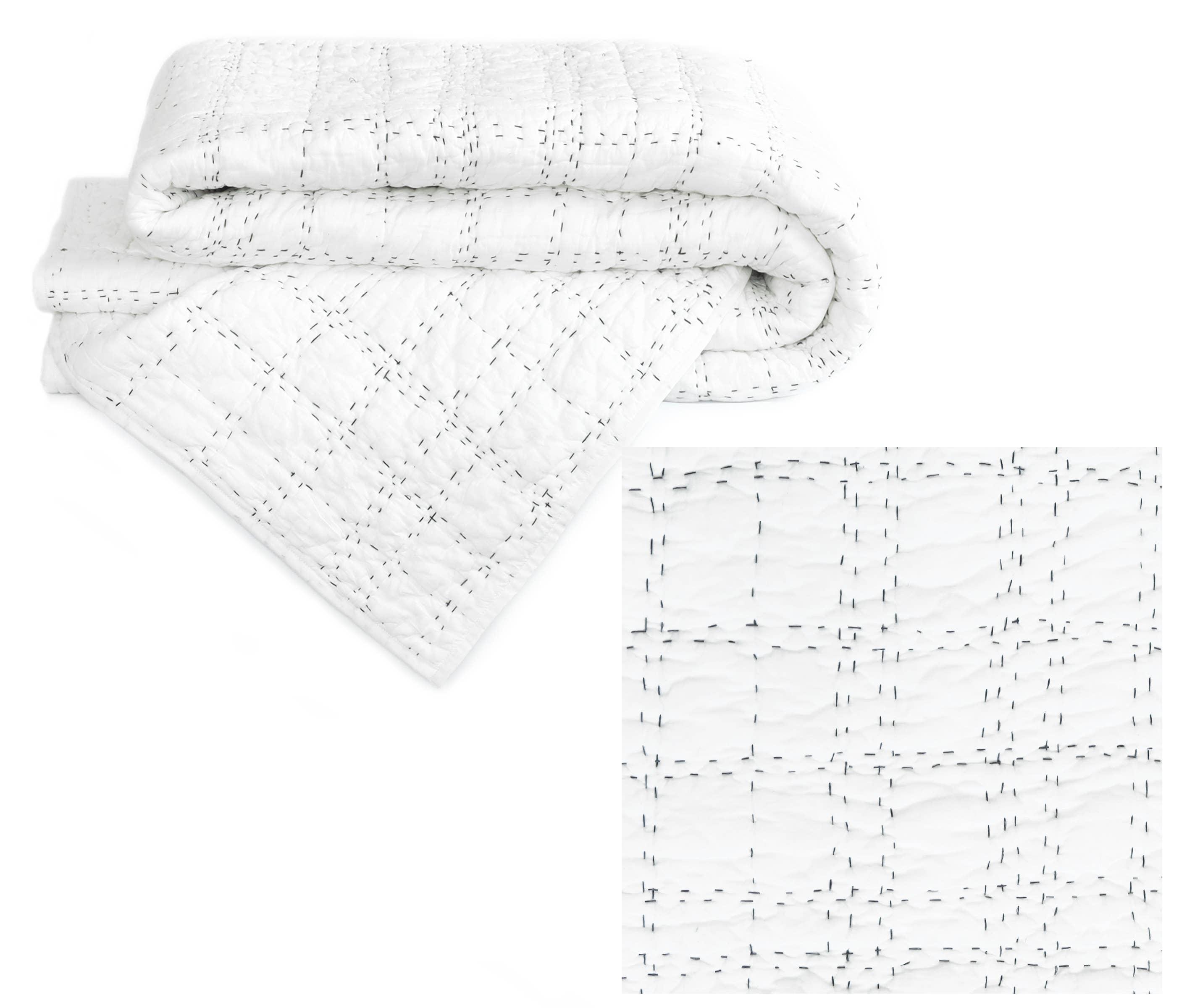 Neem Living - Wholesale Quilt - Check Box Quilt 104"x92"3