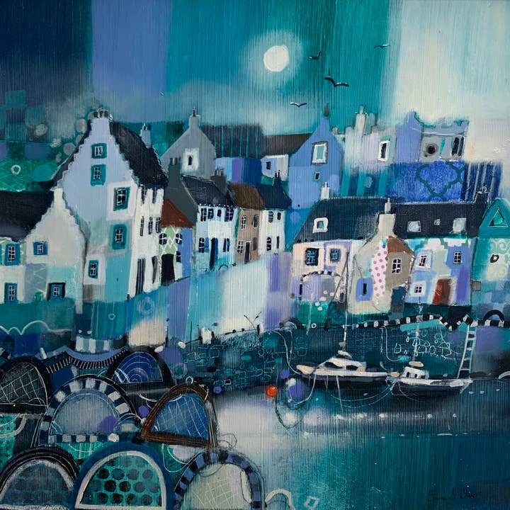 Emma S Davis Artist - Vente Carte de vœux classique - Carte de vœux artistique 'Souvenirs d'été, Crail'1