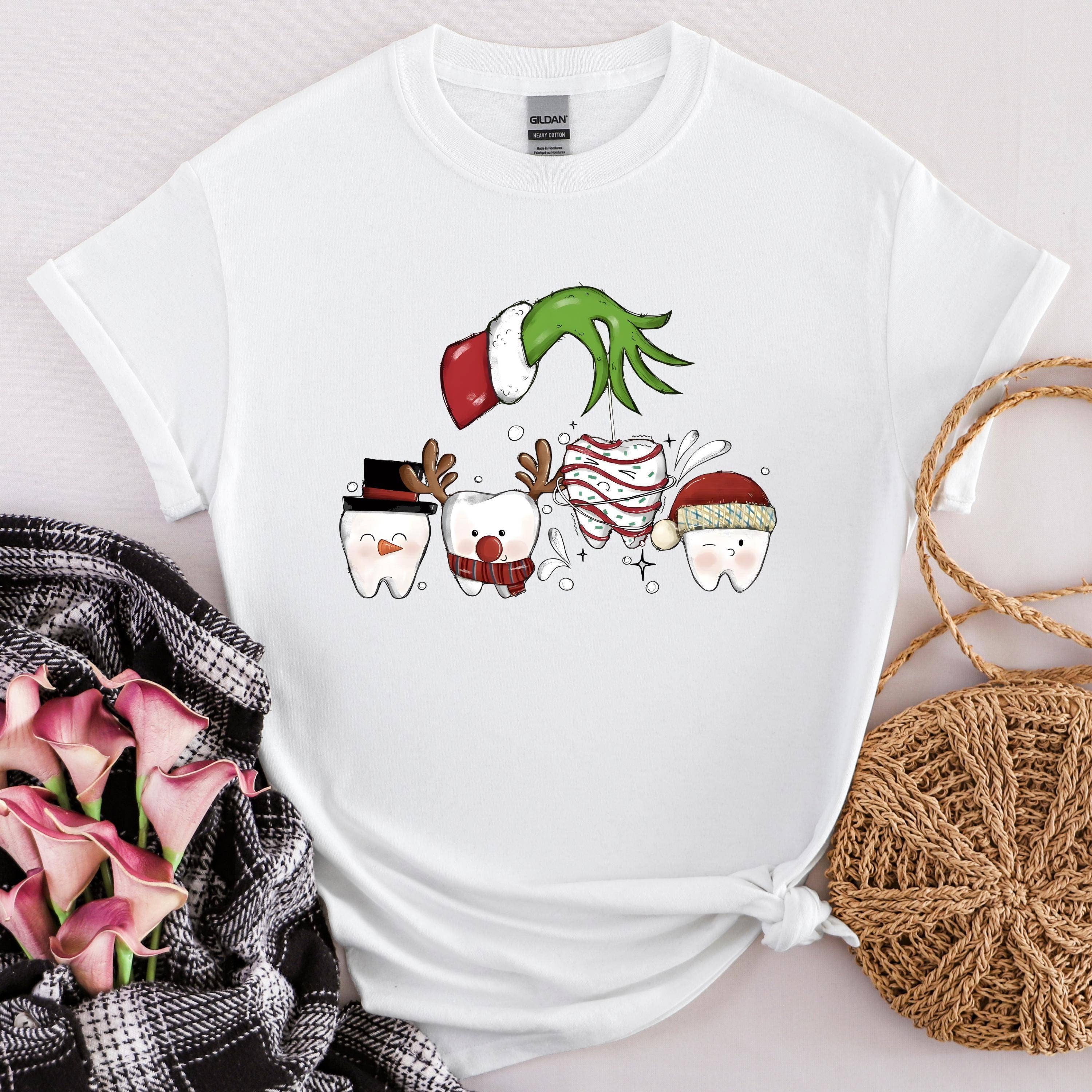 DLT Ecommerce - Wholesale T-Shirt (Graphic) - Women's - Christmas Dentist Grinchy Sweatshirt, Holiday Tooth Shirt0