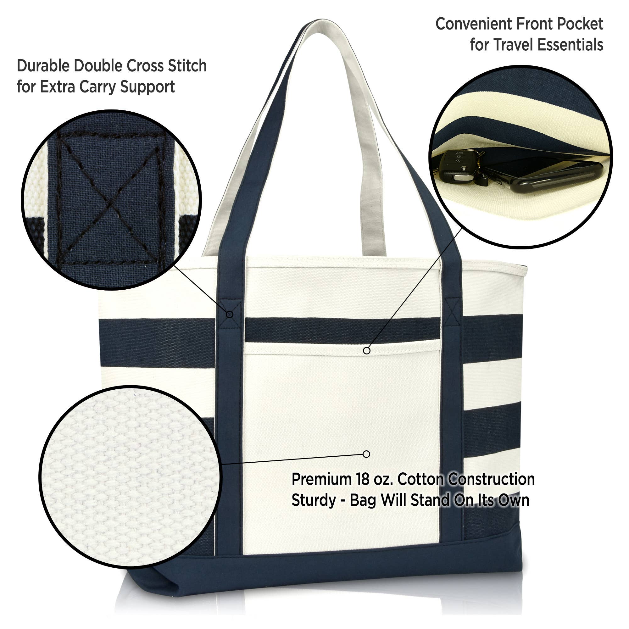 Dalix - Wholesale Tote bag – Women's - Dalix 23" Premium Striped Tote Bag18