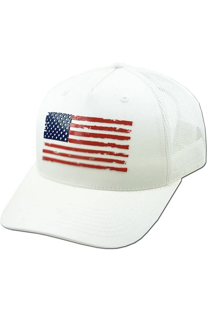 Hana – Engroshandel Trucker hat - Dame – Flad Uv Print Mesh Back American Flag Baseballkasket3