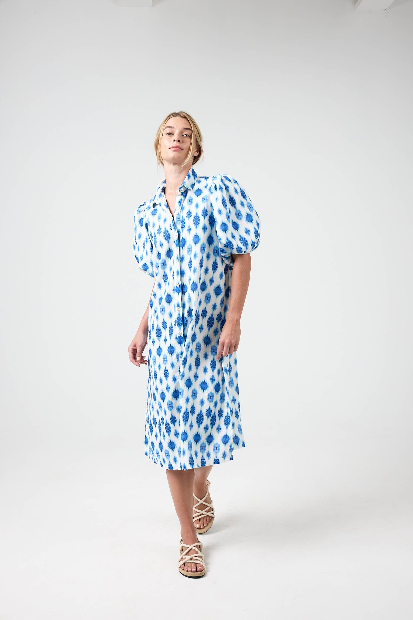 Angel Linen Dress - Hamptons Print for wholesale on Faire0