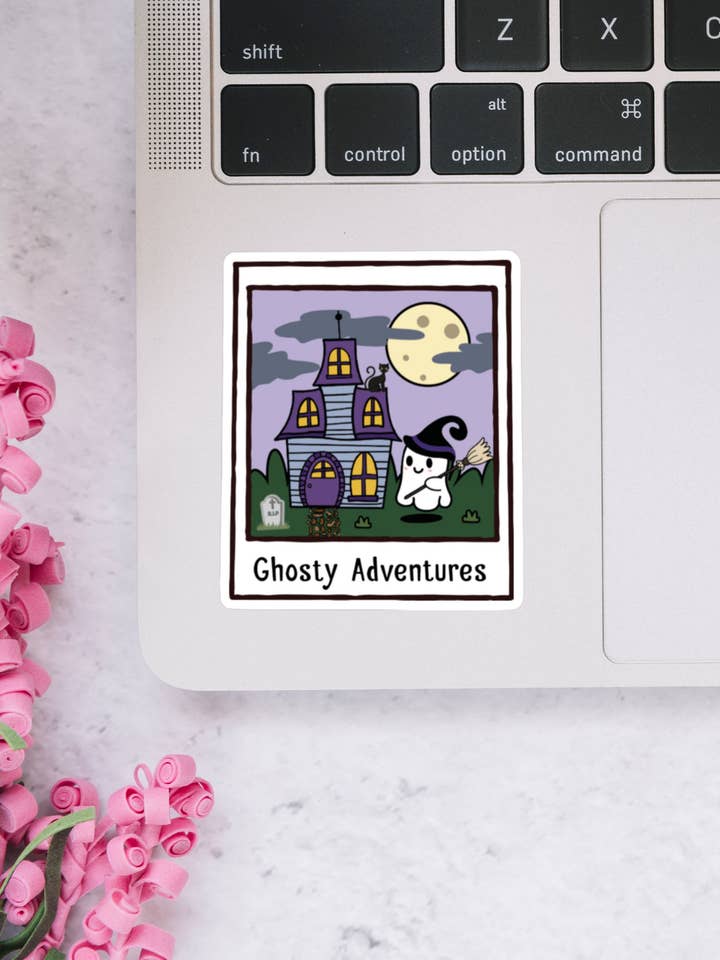 Ghosty Adventures Doodle Sticker for wholesale by Dotesy Designs
