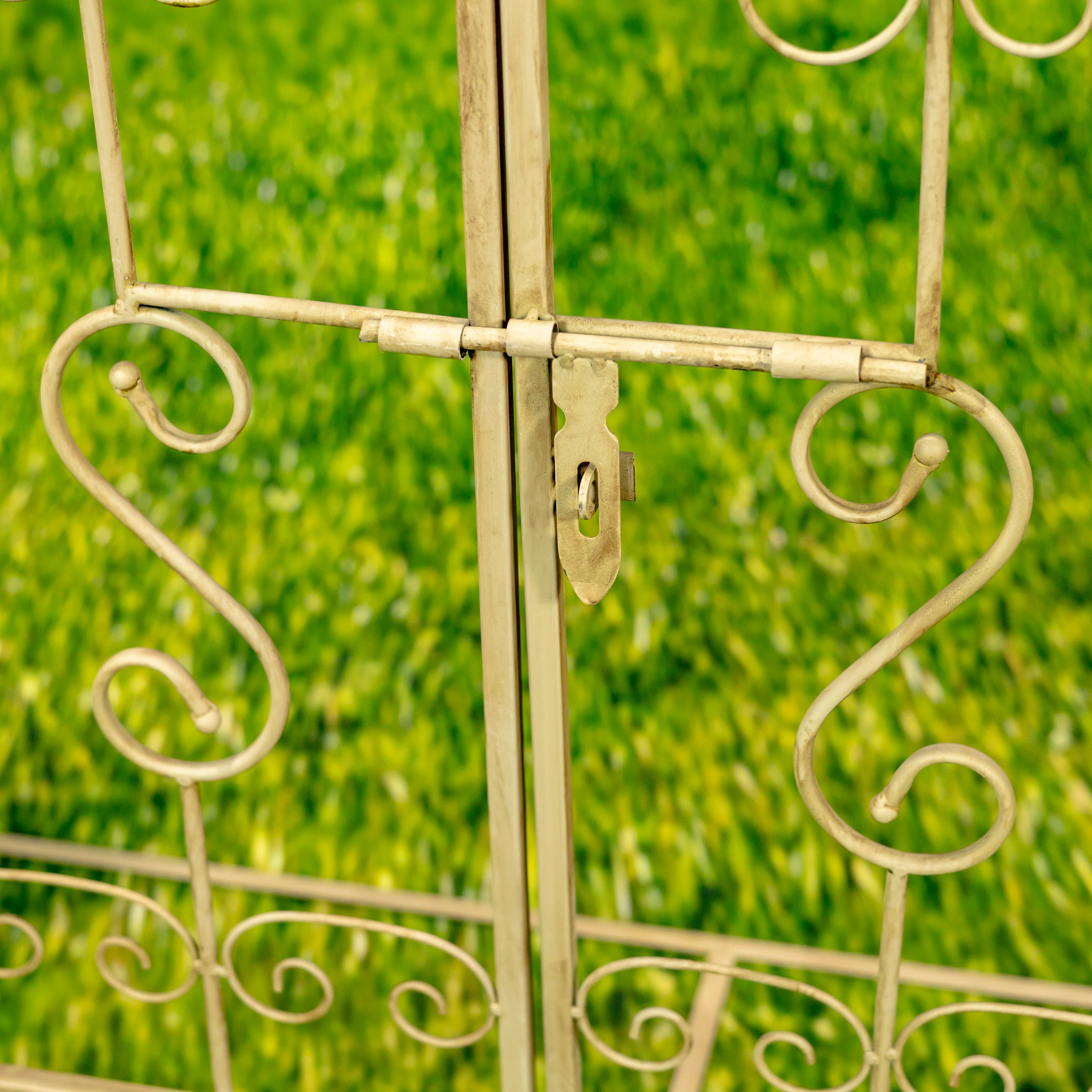 Zaer Ltd. International - Vente Bibelots/décorations d'extérieur - Arche de jardin de 96 po de haut avec 2 supports latéraux pour plantes bicolores9