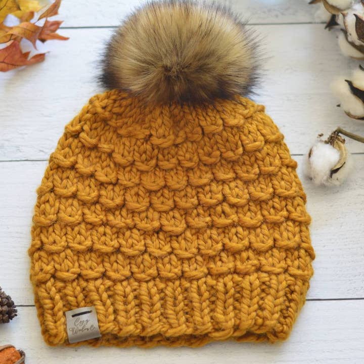 Tjock stickad mössa\ Chunky Beanie\ THE BLISS BEANIE\ I Butterscotch för wholesale av Cozy Woolen Co