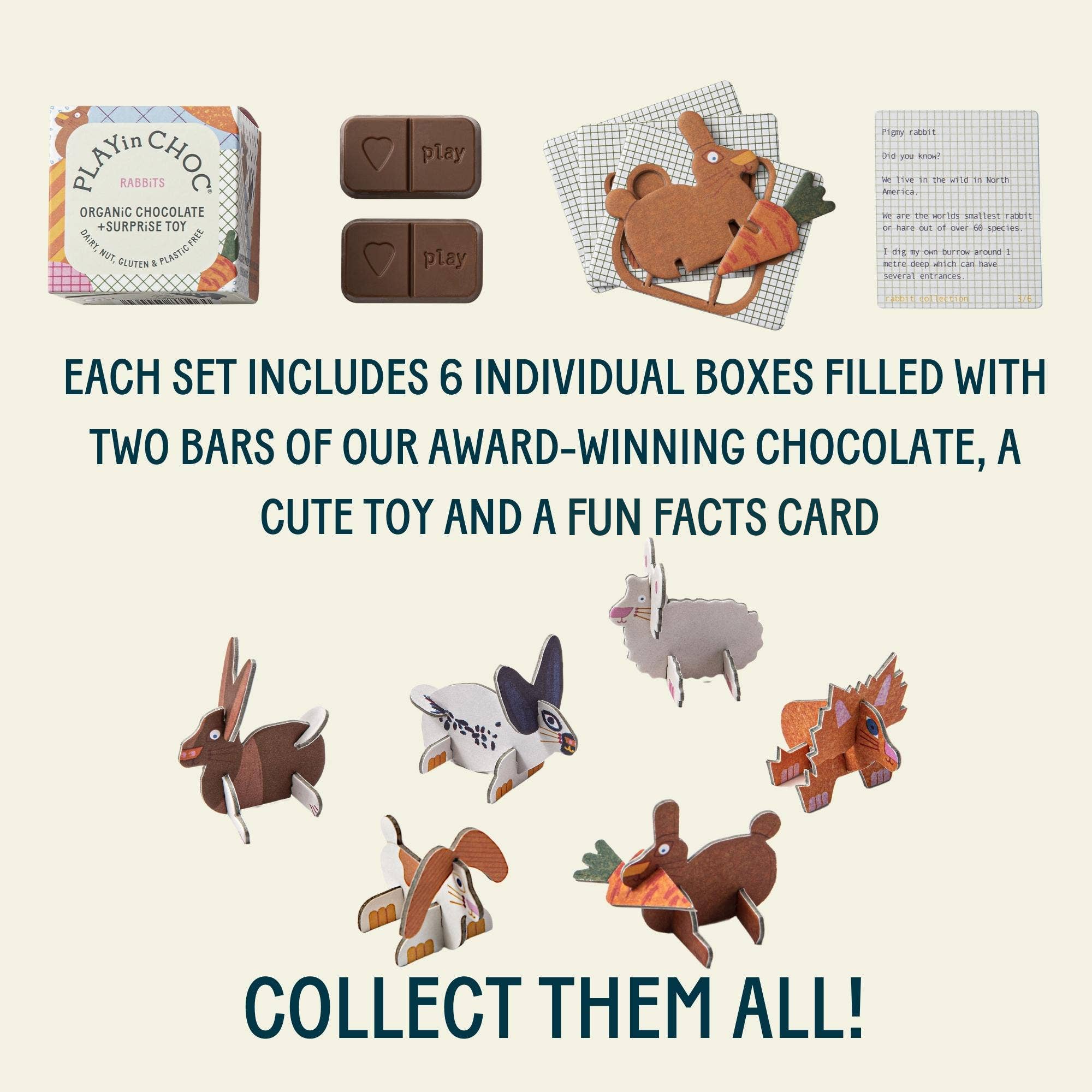 PLAYin CHOC - Wholesale Chocolate Box - ToyChoc Box® EASTER RABBiTS GiFT SET x 32