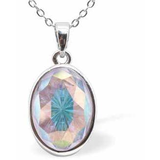 Austrian Crystal Mystic Oval Necklace in Aurora Borealis for wholesale by Byzantium Collection Ltd