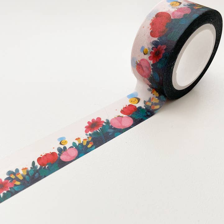 Fita Washi de abelhas com flores de 2cm por atacado de The Little Red House