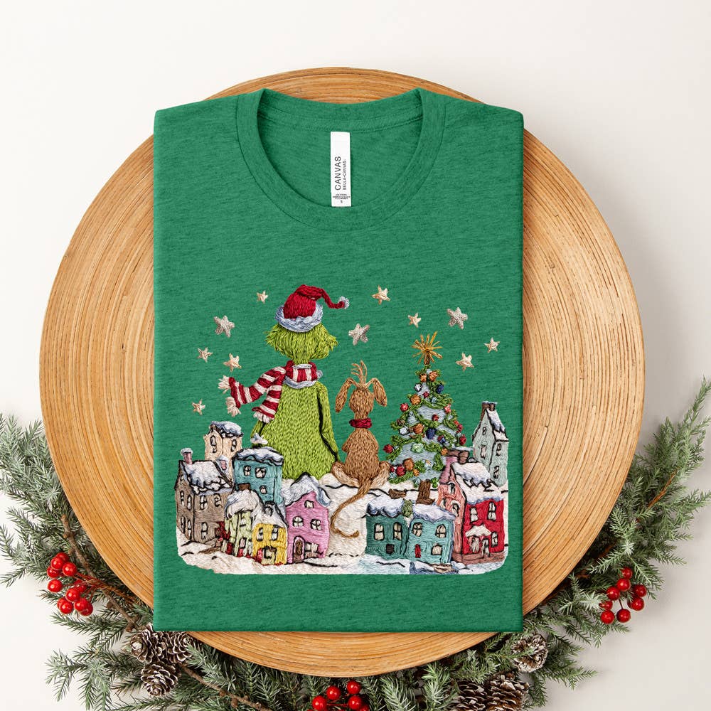 Trendy Transfers - Wholesale Sublimation Transfer - Faux Yarn Green Guy Village DTF Heat Transfer0