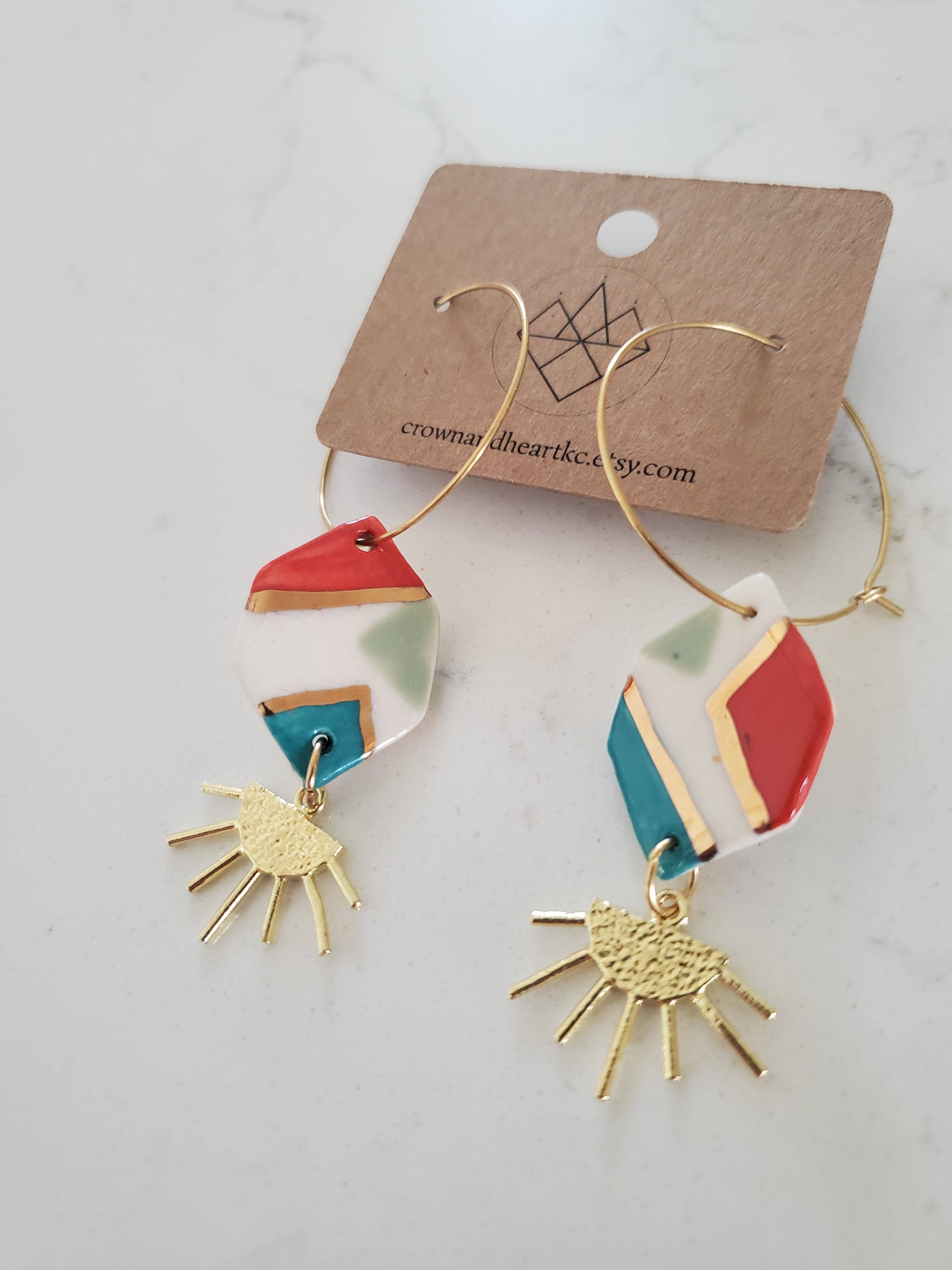 Crown & Heart - Vendita all'ingrosso Orecchini pendenti - Orecchini a Cerchio Sunburst8