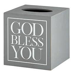 Faithworks by Creative Brands - Wholesale Tissue Box - Square Tissue Box Cover - Grey with White Text1