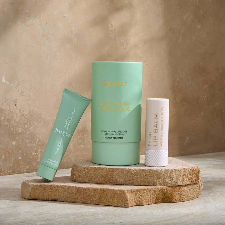 Huxter - Wholesale Handcrème/lotion - Lip- en handcrème duo - groen - Lychee en appelbloesem2