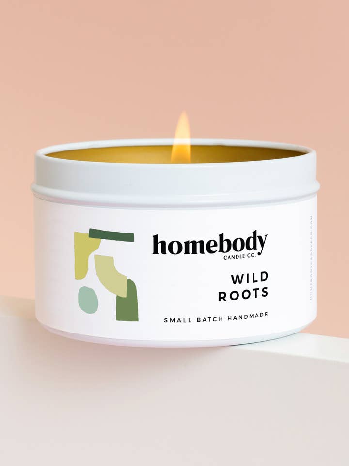 Wild Roots • vela en lata para venta al por mayor de Homebody Candle Co.