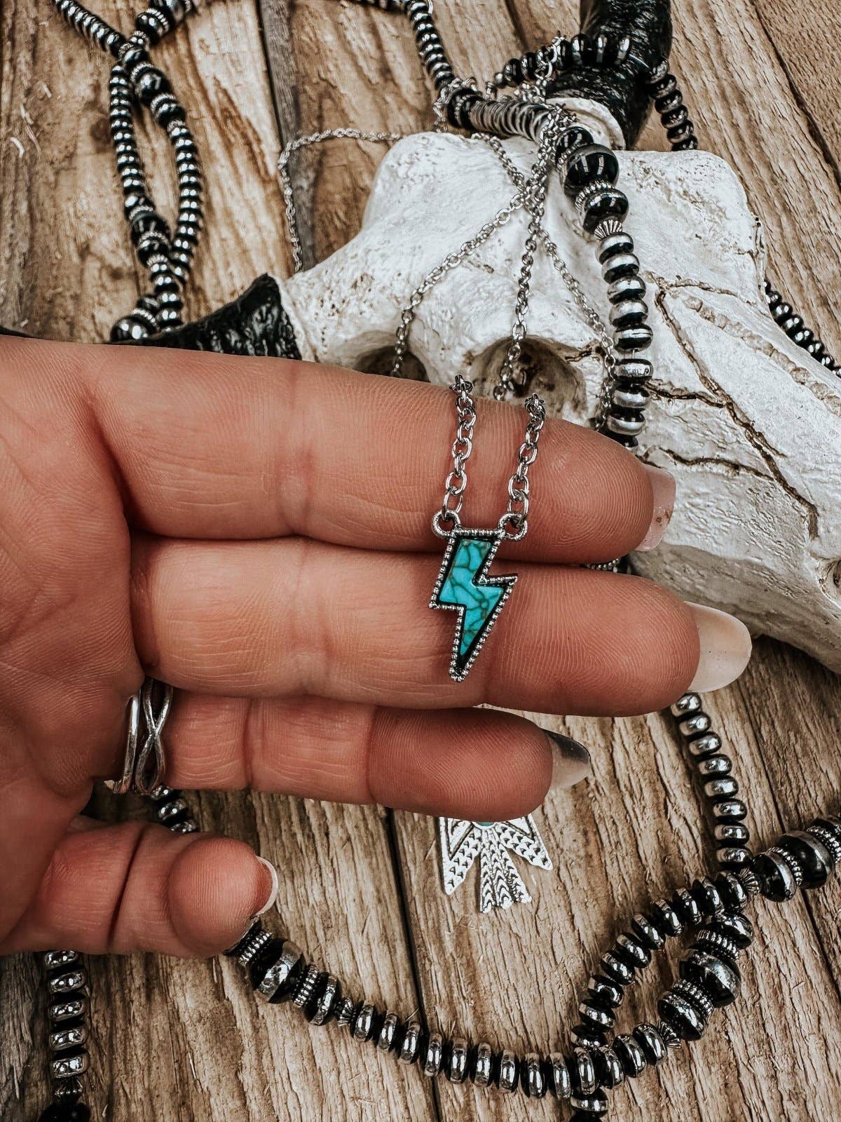 Antique Silver Small Bolt Pendant for wholesale on Faire0