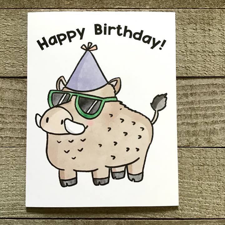 Wild Boar Birthday Card for wholesale by Ink Delights