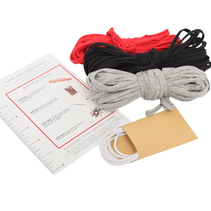 Shreds + rerope - Wholesale DIY Craft Kit - Eco DIY Scrunchie Kit - Makes 5 Pom Scrunchies