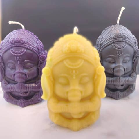 Hindu god Ganesha remover of obstacles beeswax candle for wholesale by Twisted Candle Company
