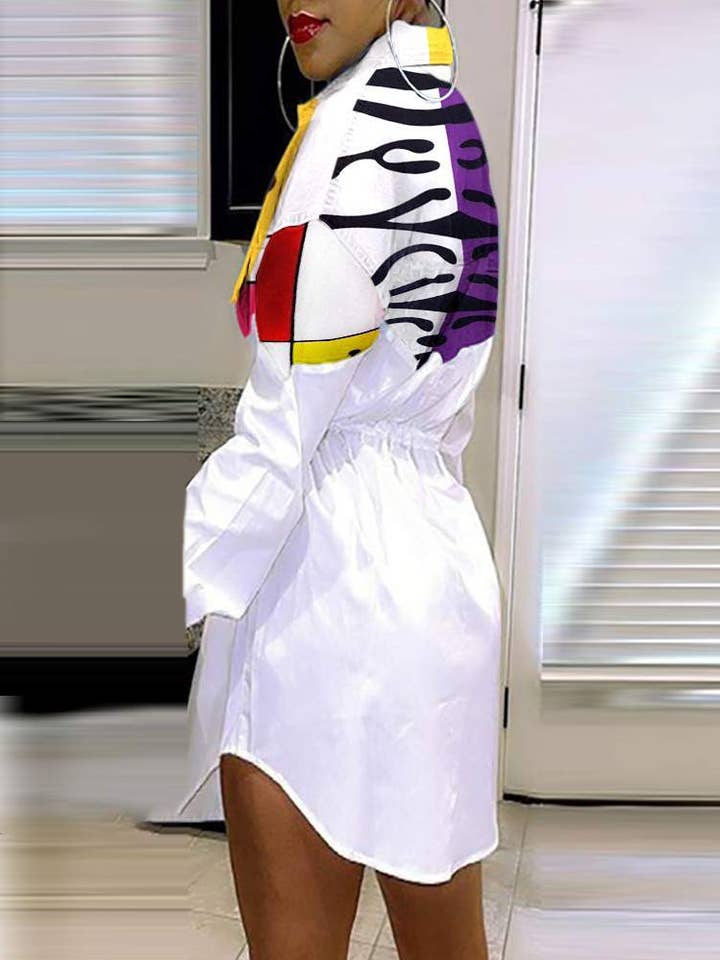 abito chemisier con coulisse e bottoni color per la vendita all'ingrosso da parte di Flarix