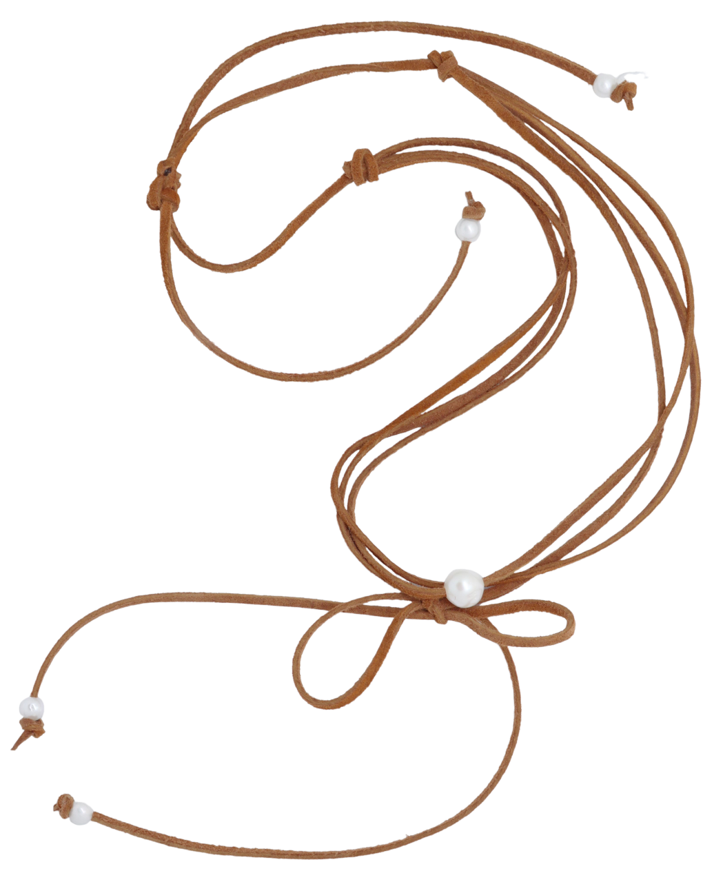 Sea Ranch Jewelry - Vendita all'ingrosso Collane di perline/perle - Collana con fiocco in pelle scamosciata e perle Boho 25N Sweetest3
