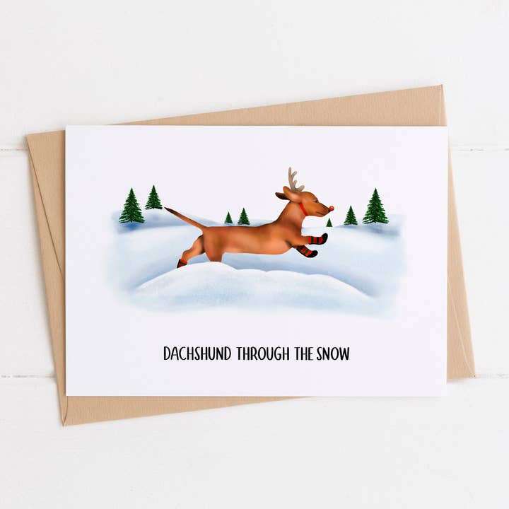 Dashchund door de sneeuw voor wholesale door Punfully Yours