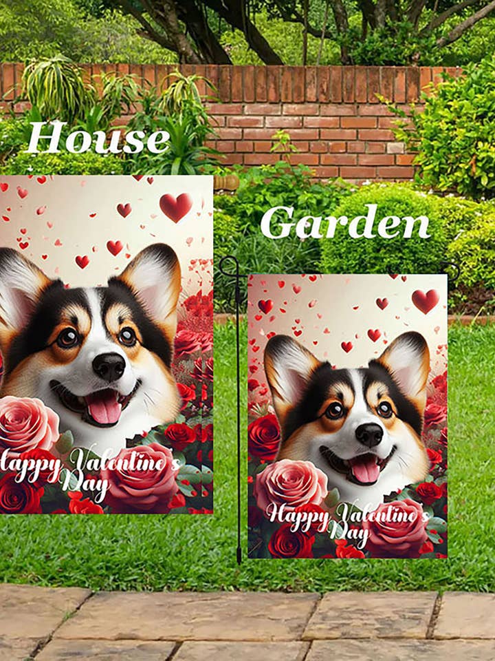 Corgi Pem Open Tri - Valentine House House Flag for wholesale by Best of Breed Products
