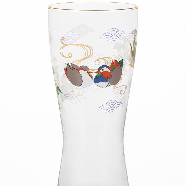 Auspicious flowers and birds Beer Glass Mandarin duck for wholesale by ADERIA