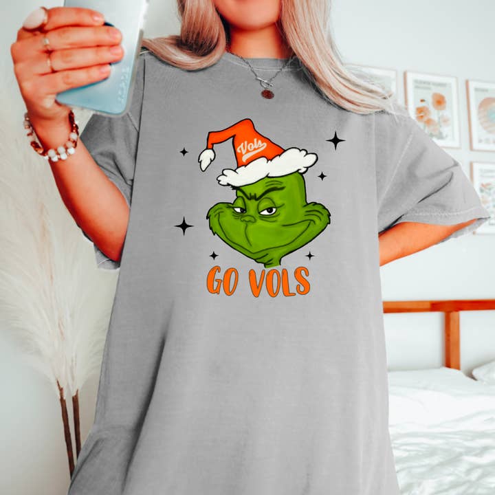 Tennessee Vols Grinch Comfort Colors Tee Christmas Tees for wholesale by Gia Gifts Boutique