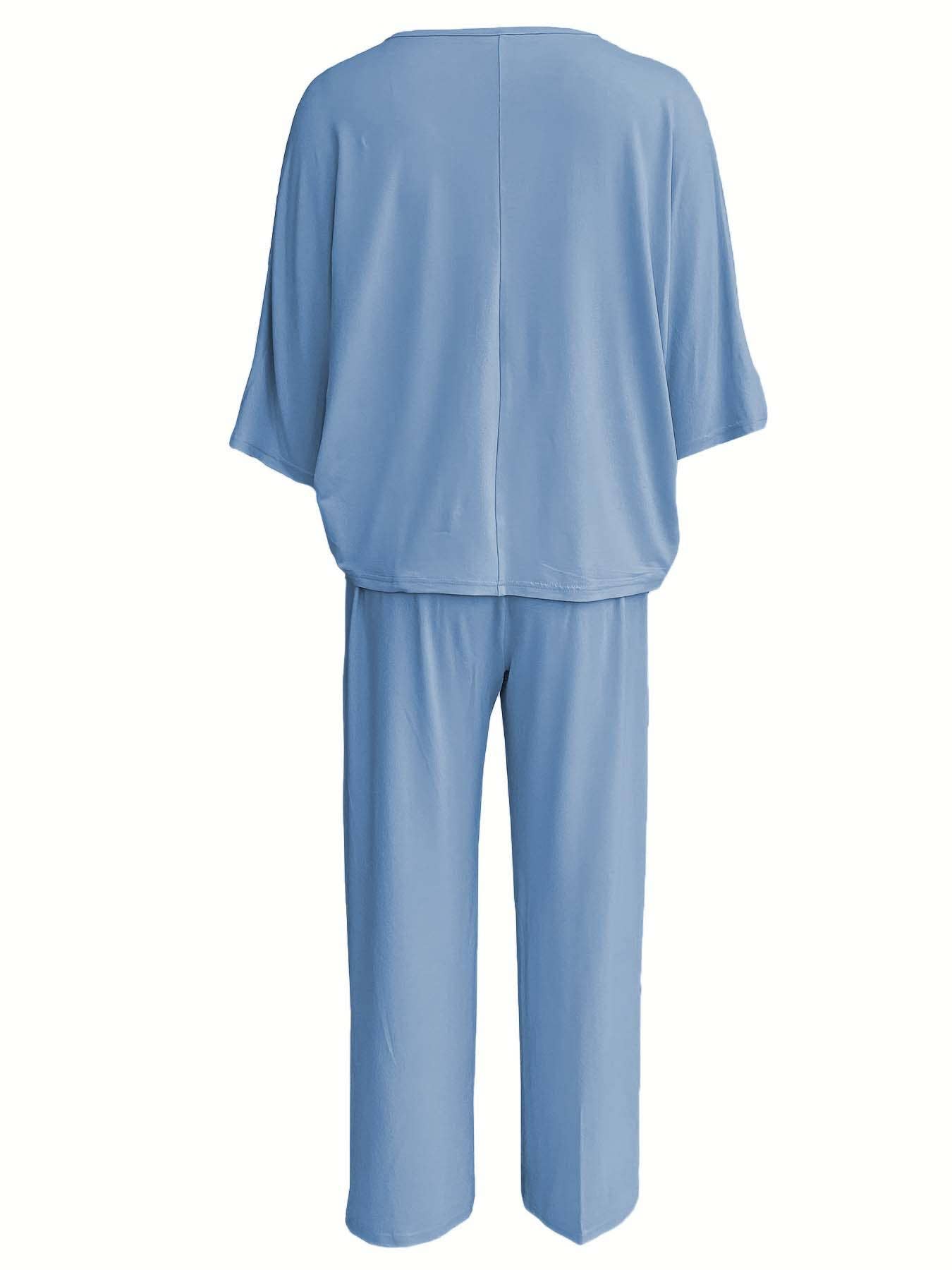 HIDDENBRAND - Wholesale Top & Pant Set (NOT Loungewear) - Women's - Lazy batwing top & wide-leg pants set loungewear10