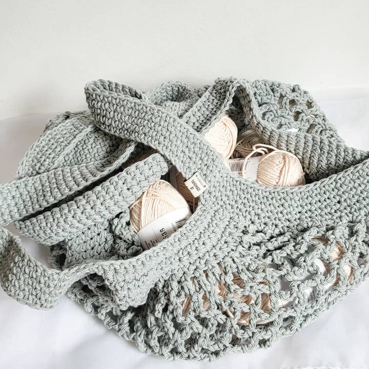 Bea'slittlestore - Vendita all'ingrosso Borsa per shopping/spesa - Borsa da Mercato Fatta a Mano all'Uncinetto - Borsa a Rete in Cotone Ecologico2