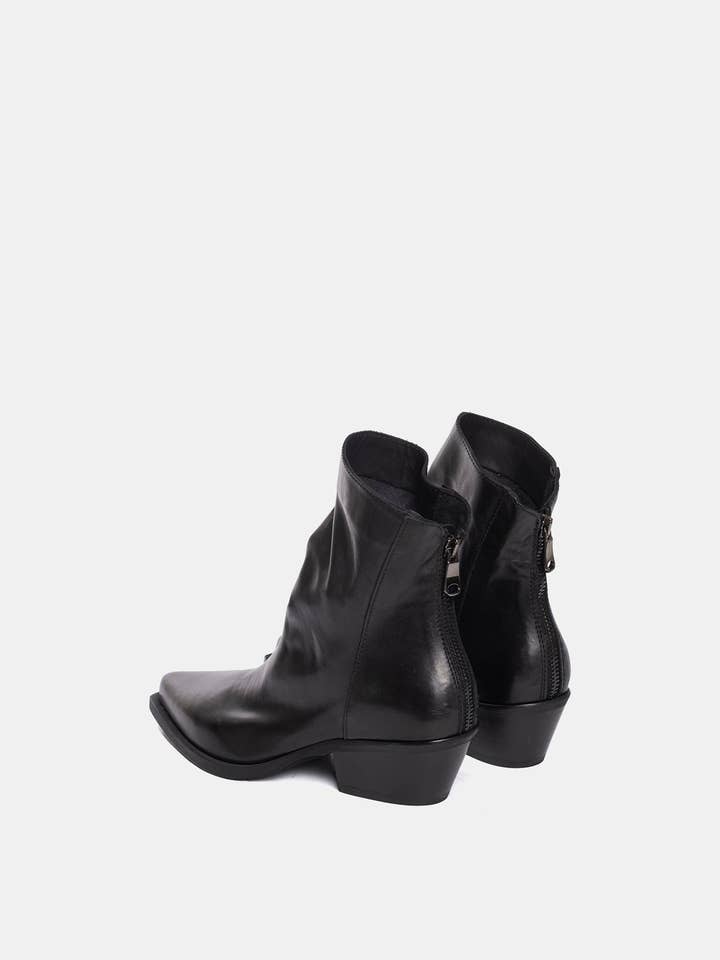 METISSE - Wholesale Booties - Women's - Black calfskin Texan ankle boots DX22153