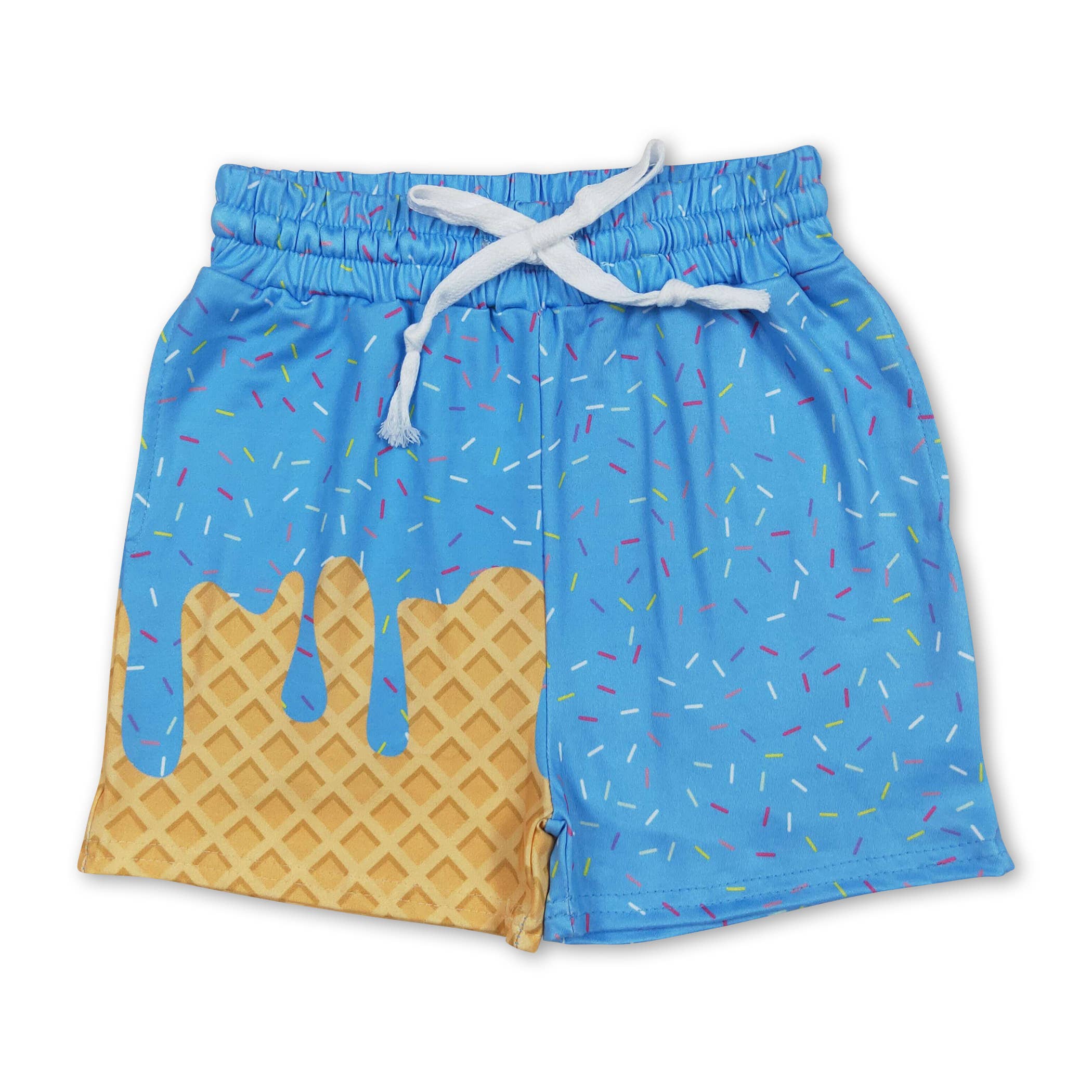 Yawoo Garments - Wholesale Shorts - Kids - White ice cream sprinkle baby kids summer team shorts2