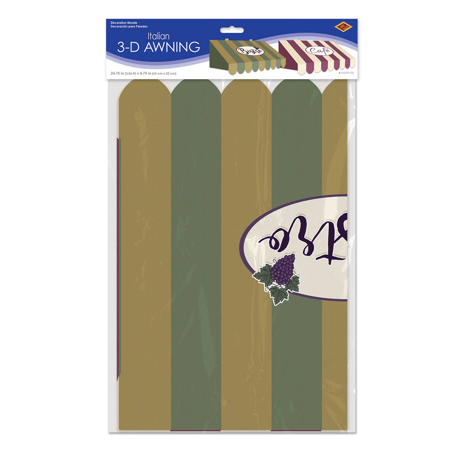 Beistle - Wholesale Wall Accent - 3-D Italian Awning Wall Cardstock Decoration, 24¾" x 8¾"1