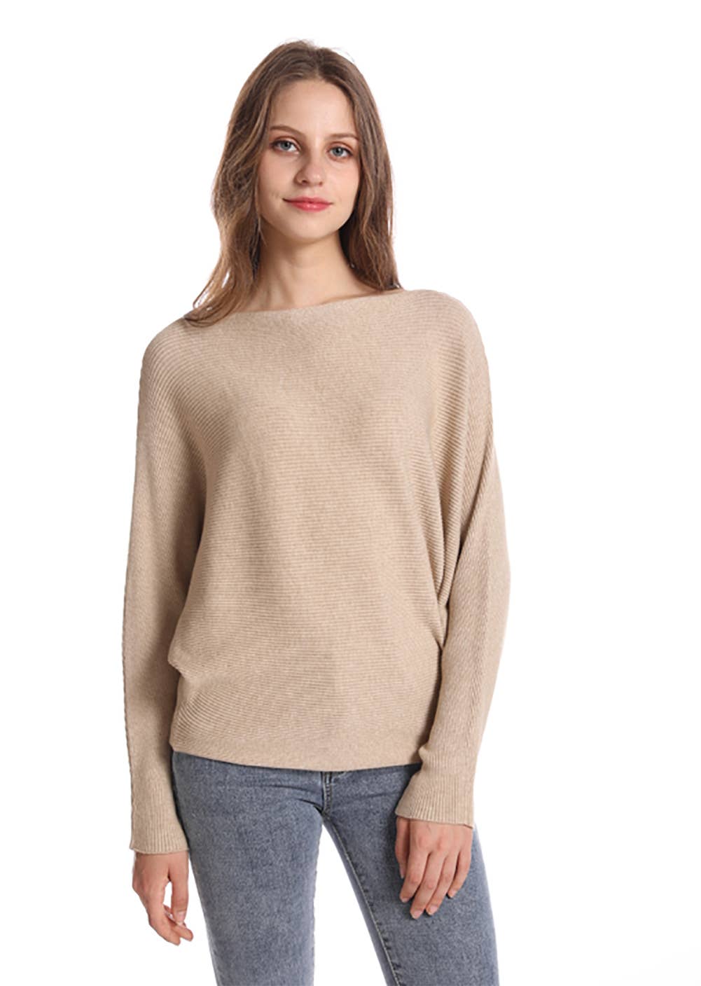 Fennco Styles – wholesale Knitted jumper – Women′s – Boat Neck Batwing Sleeve Knit Soft Sweater17