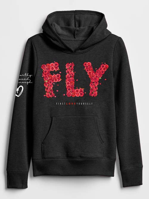 FLY Sweat à Capuche Imprimé Rose Premier Amour de Soi-même pour la vente par Live Fly Clothing