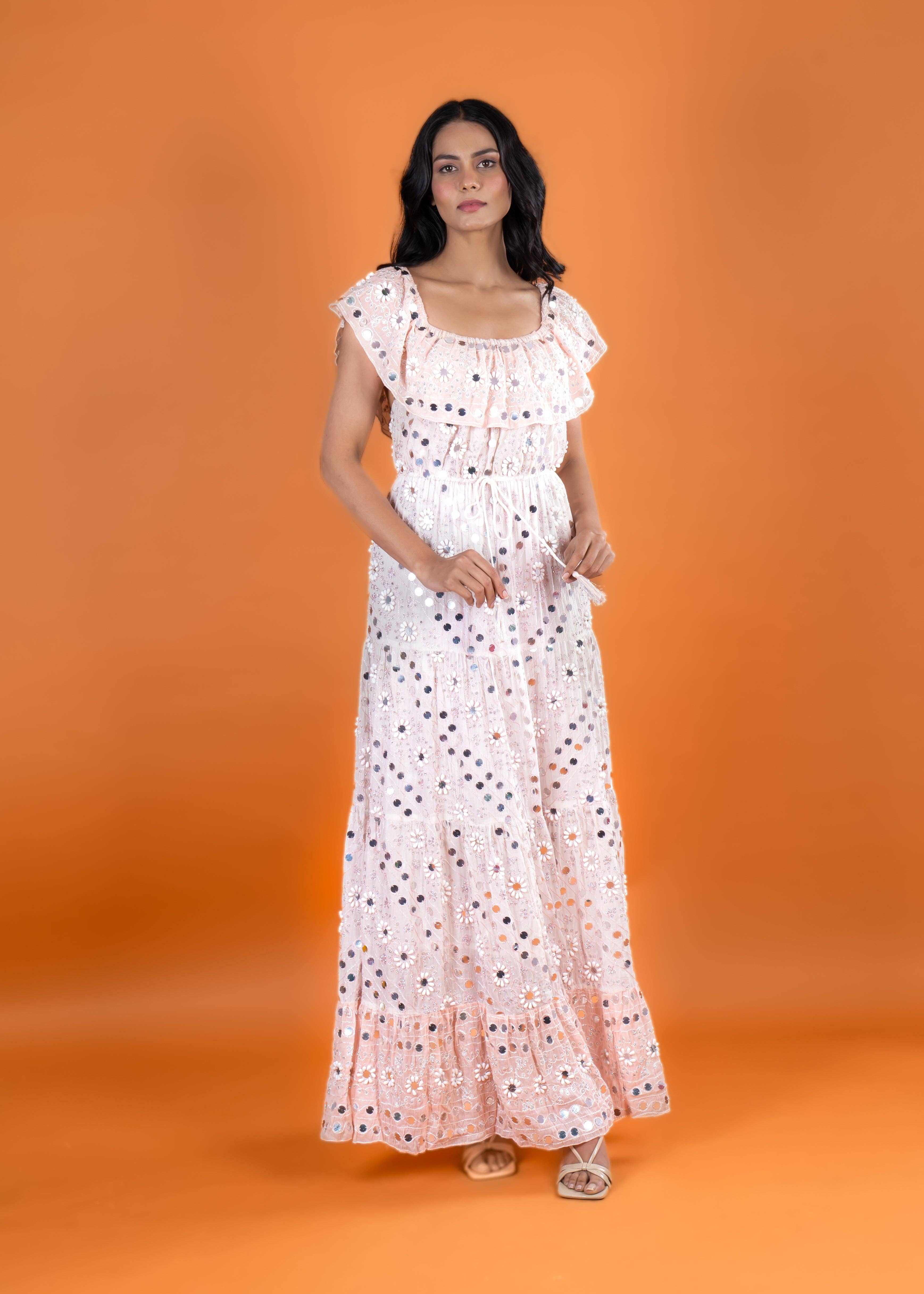 Anannasa Lifestyle - Wholesale Dress - Women's - ANGEL OFFSHOULDER  MAXI DRESS PEACH, lined4