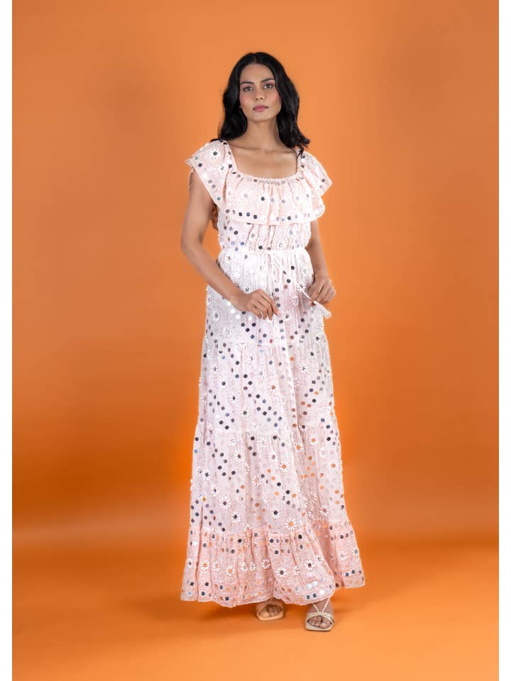 Anannasa Lifestyle - Wholesale Dress - Women's - ANGEL OFFSHOULDER MAXI DRESS PEACH, lined4