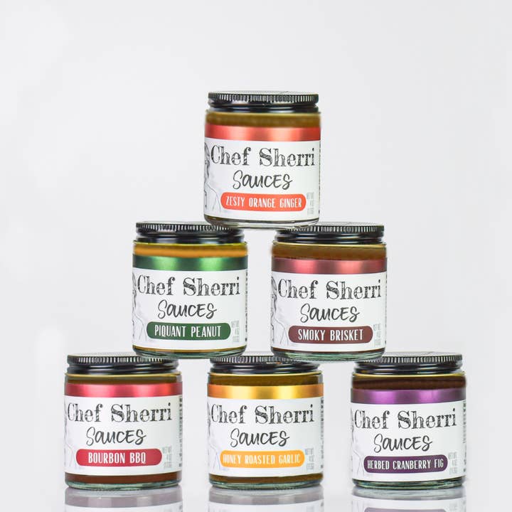 All Six Sauces - 4oz jars for wholesale by Chef Sherri Sauces