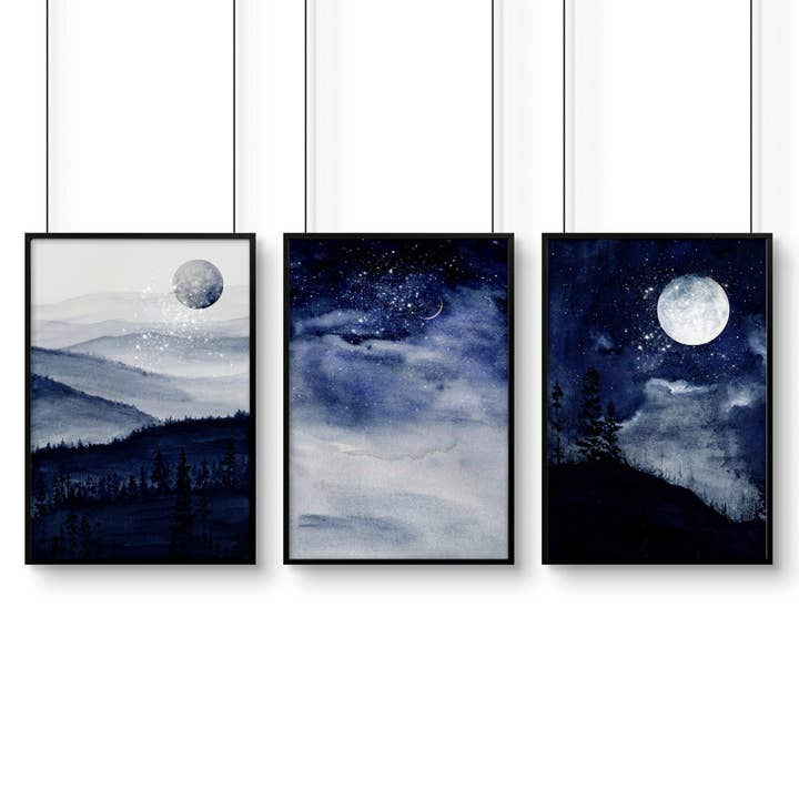 Night Sky Wall Art | set of 3 wall art prints for wholesale by About Wall Art