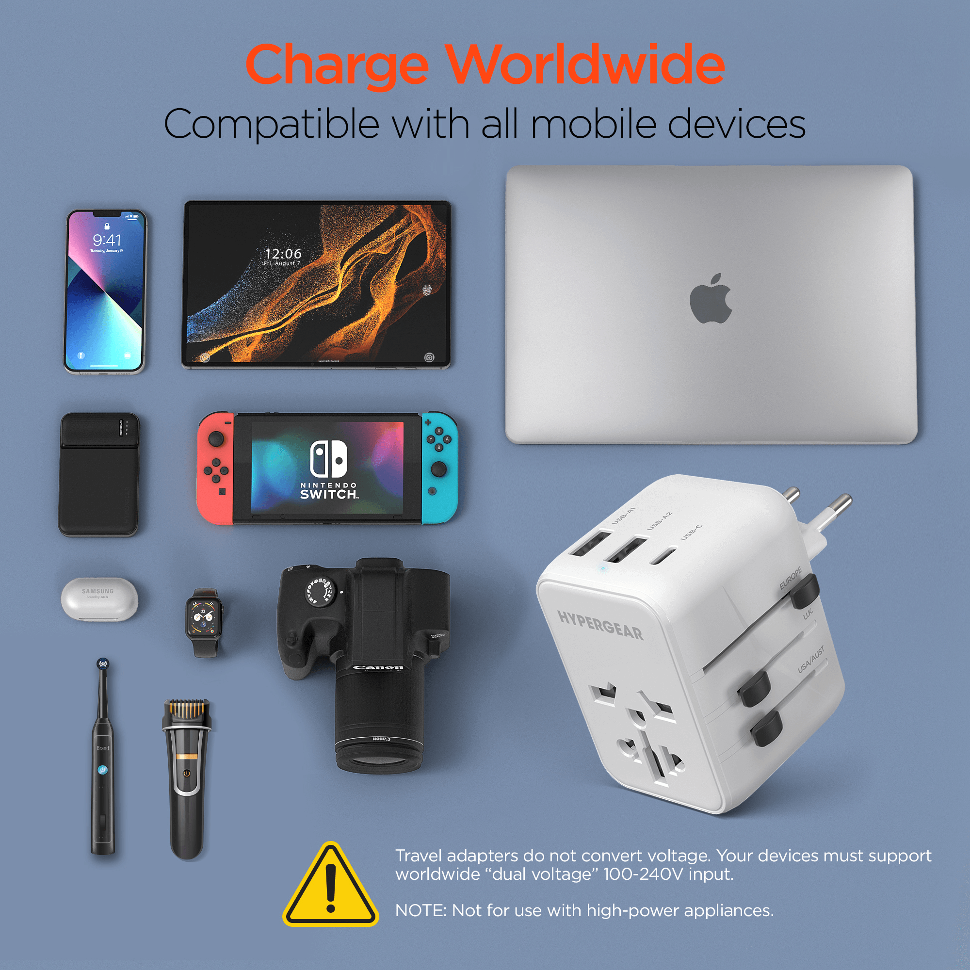 JupiterGear Home – wholesale Strömadapter – HyperGear WorldCharge Universell Reseadapter med USB-C15