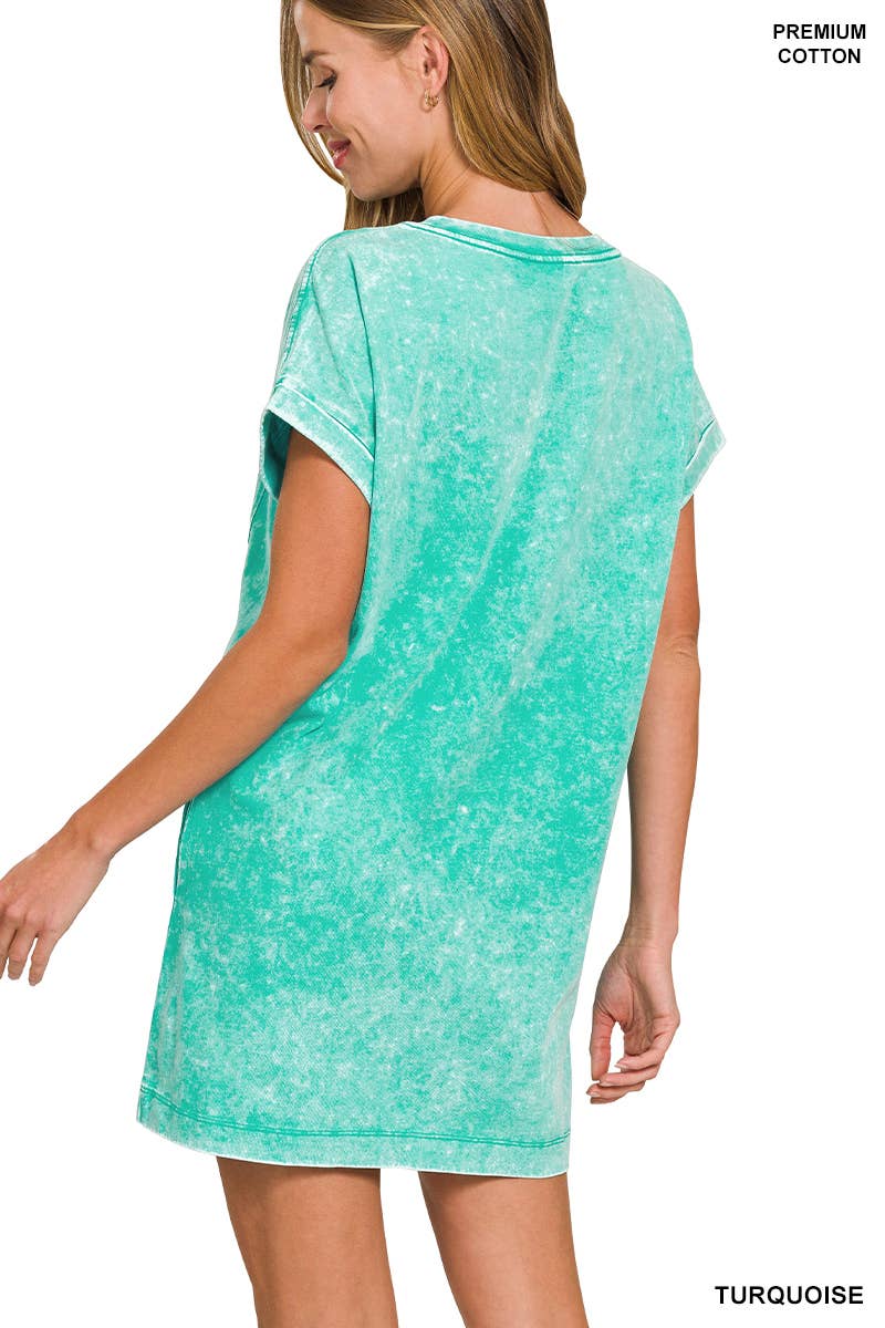 42POPS - Wholesale Dress - Women's - 'Cotton Washed T-shirts Dress w/ Side Pockets18