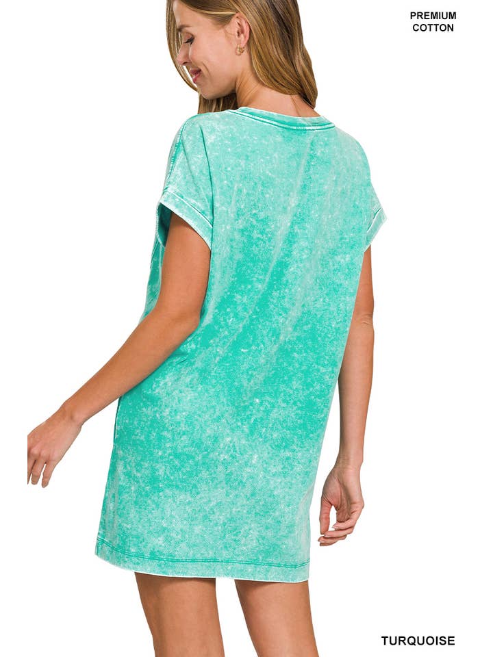 42POPS - Wholesale Dress - Women's - 'Cotton Washed T-shirts Dress w/ Side Pockets18